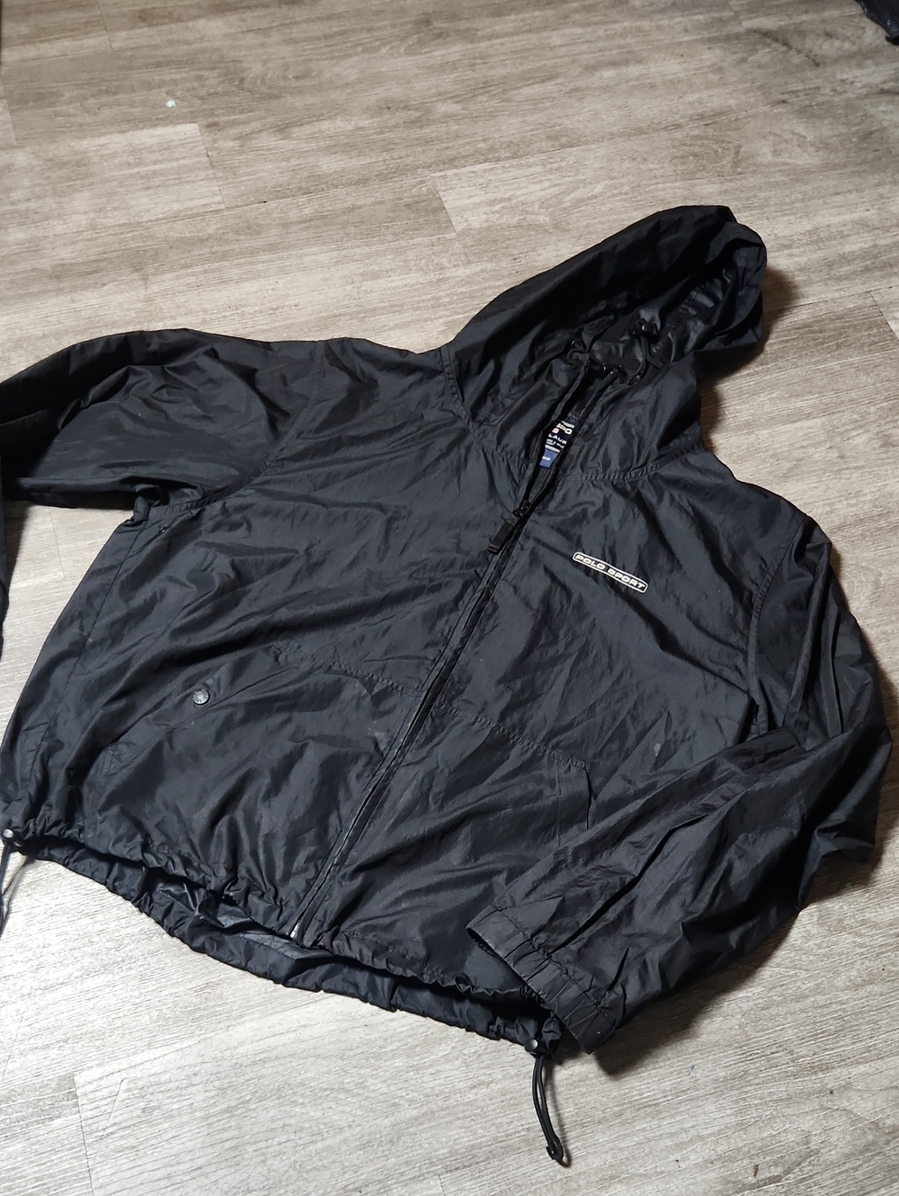 Rare Vintage Polo Sport Black Hooded Windbreaker Jacket 90s - Picture 2 of 12